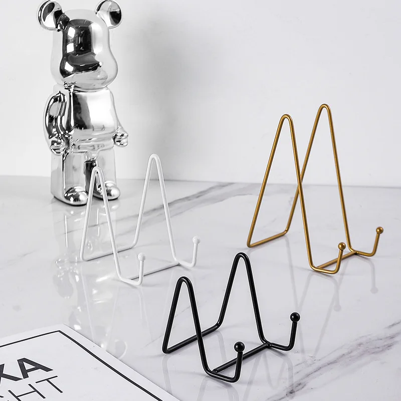 1pc Plate Display Stand Picture Easel Metal Plate Stands Holder Display Pictures Frame Photo Decorative Dish Tabletop Arts, Plate Display Stand