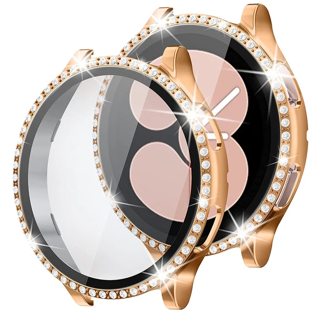 Watch Cover for Samsung Galaxy Watch 4 40mm 44mm,Diamond  Case All-Around Protective Bumper Shell for Galaxy Watch4 Rose Gold