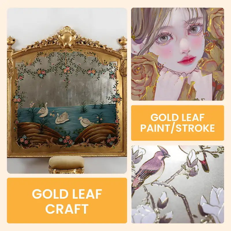 Gold and Silver Wall Paint Water Based Gold Leaf Paint For Art Painting Handcrafts Super Bright Glitter Gold Silver Paint Water Based Not Fade