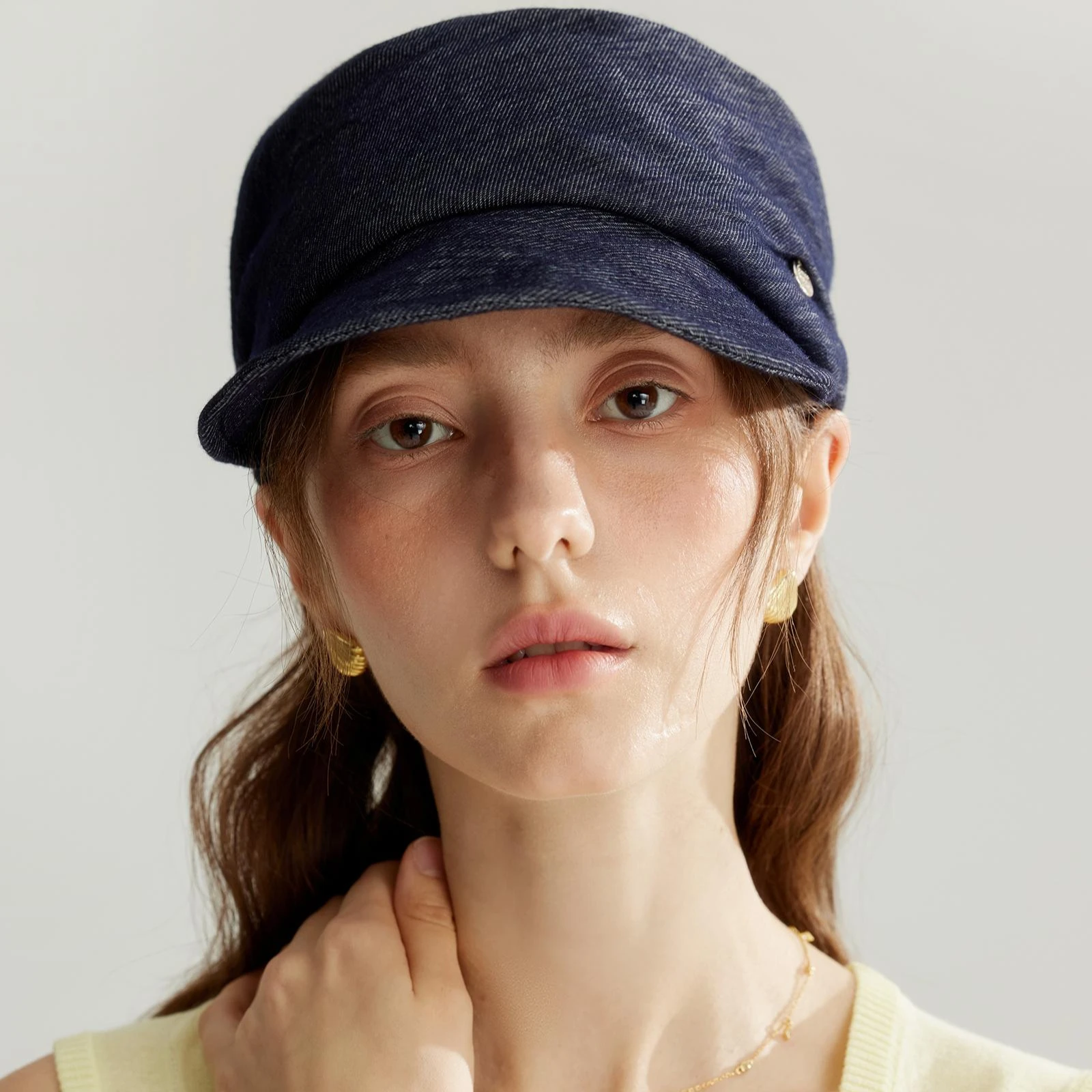 Versatile Cotton Equestrian Hat Octagon Hat for Women, Vintage Denim Newsboy Caps, Comfortable for Spring & Summer