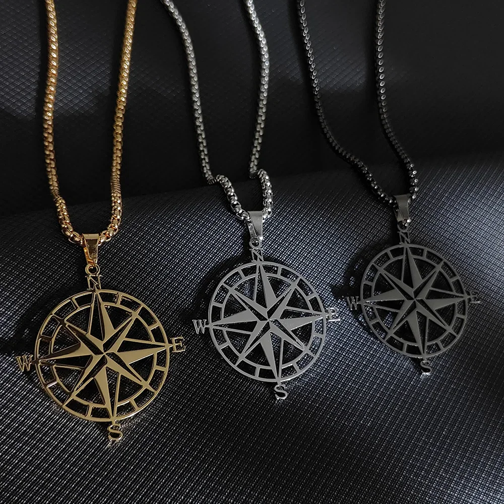 

Stainless Steel Necklace for Women Lover's Gold Color Tiny Round Compass Handmade Necklace Jewelry