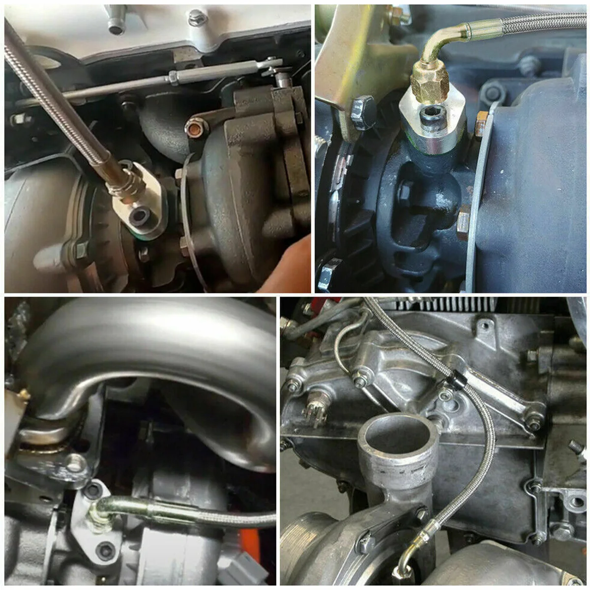 Car Turbo Pipes Turbo Pipes Tubes Car Turbo Seal Kit Turbo Oil Feed Line Kit Universal Oil Return Line Kit Drain with 1/8 NPT 90 &deg; 4 AN To 1/8 NPT Connector
