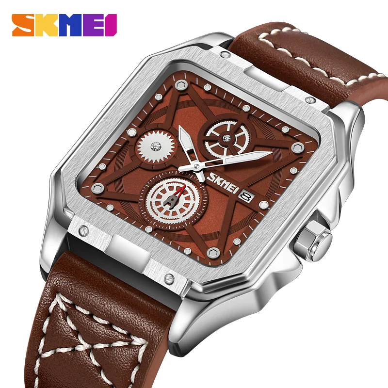 

SKMEI Time Date Quality Leather Strap Waterproof 30 Meters Quartz Movement Low-Key Luxury Classic All-Match Business 9330