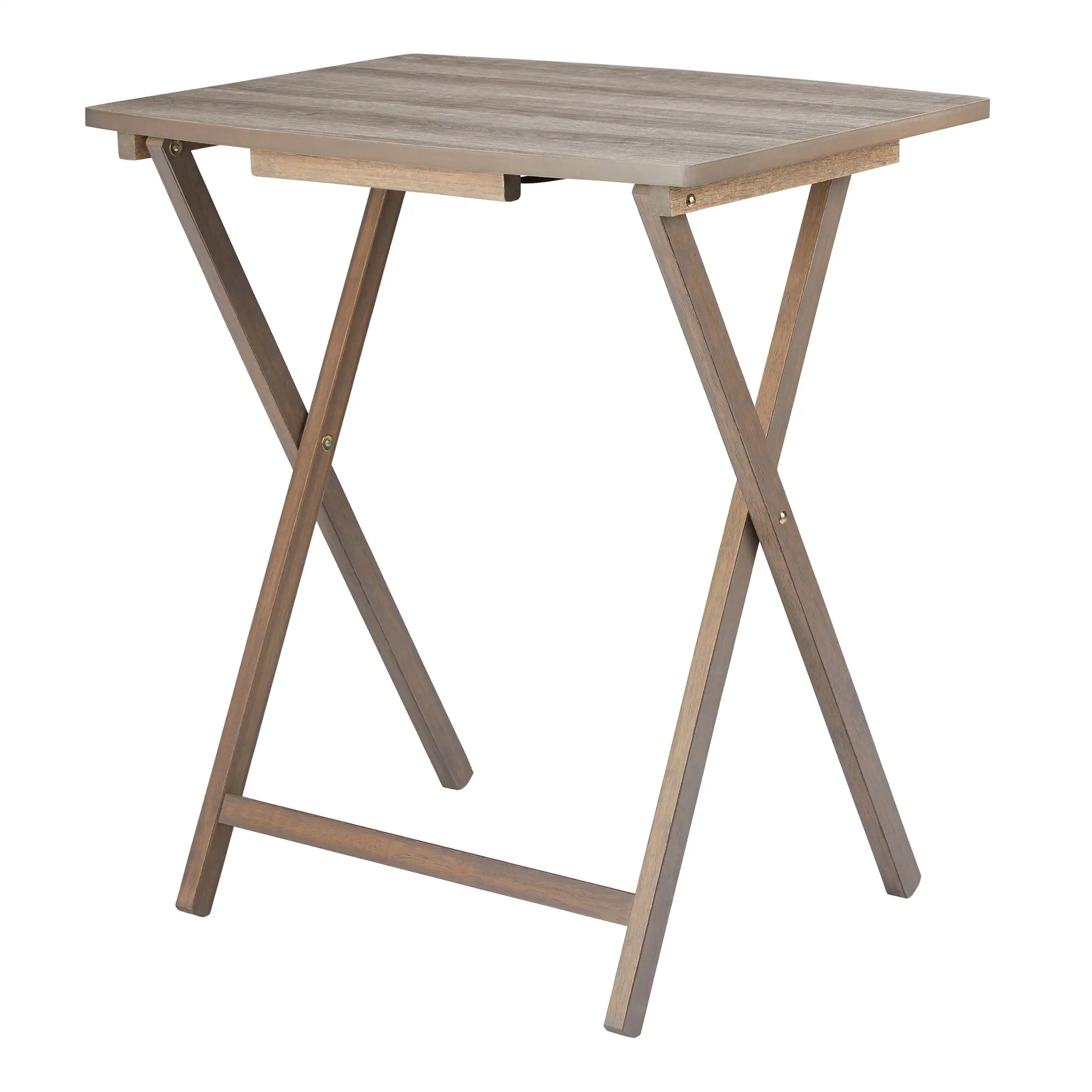 

Mainstays 5pc XL Oversized Tray Table Set, Rustic Grey ( 4 tables + 1 Rack )