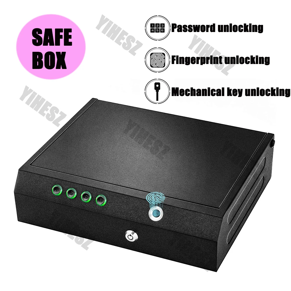 

Pistol Gun Safe Box Deposit Biometric Fingerprint Password Key Unlock Safe Box Solid Steel Pistol Safe Security Box For Weapon