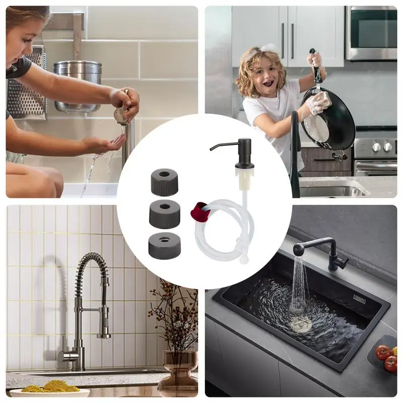 Stainless Steel Kitchen Sink Soap Dispenser Extension Tube Dish Soap Press Pump Head Extender Multifunctional Sink Supplies