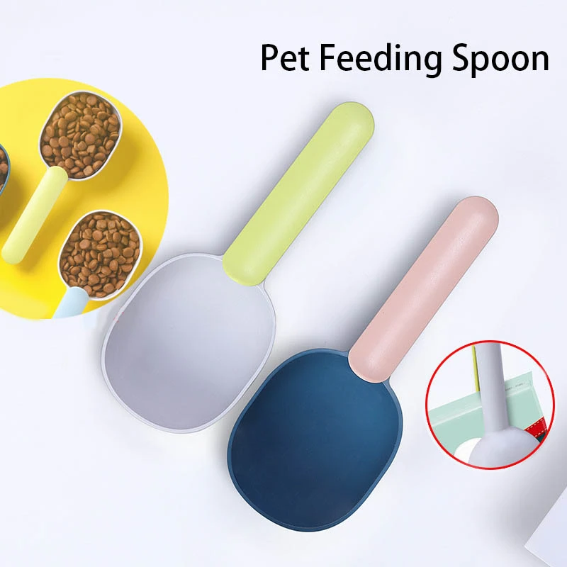 

Pet Cat Dog Food Shovel Multi-function Portable Feeding Scoop Spoon with Sealing Bag Clip Creative Measuring Cup Pet Supplies