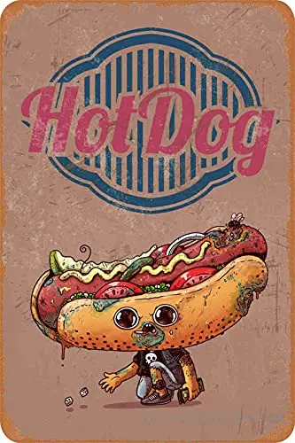 

New Hot Dog Retro Vintage Metal Tin Sign for Plaque Poster Cafe Home Bar Coffee Garage Wall Art Gift