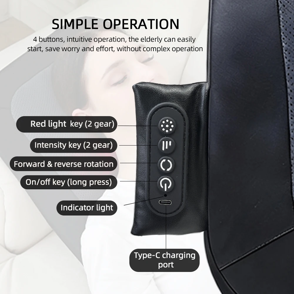 Back Massager Walk Up and Down Massage 3D Bionic Massage Head Full Body Massager Neck Shoulder Waist Rolling Pad Wireless Use