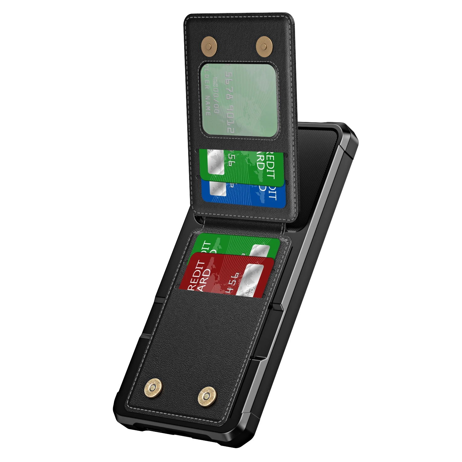 Premium Vertical Card Slot Leather Wallet Case with Magnetic Closure