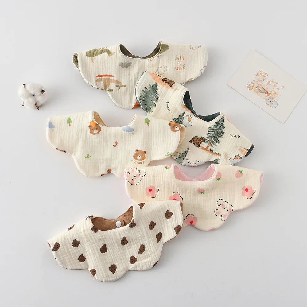 Cute Cotton Baby Feeding Drool Bib Infants Two-sided Usable Saliva Towel Soft Burp Cloth saliva towel baby bib feeding bib cotton bib set cotton bib For Newborn Toddler Kids Bibs