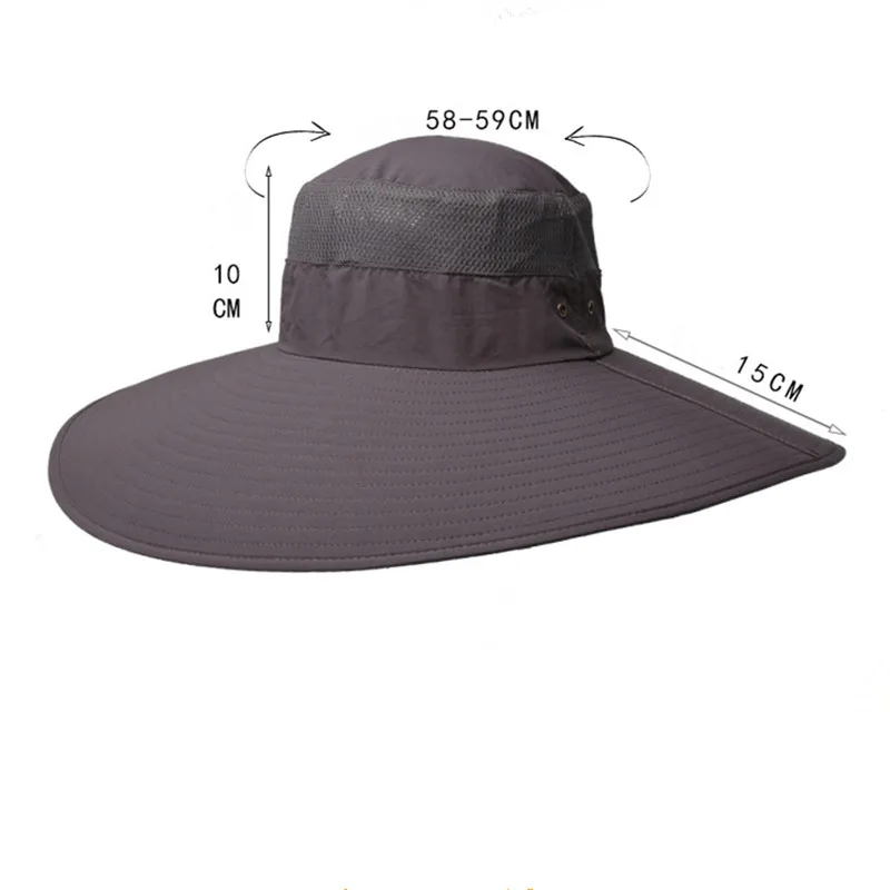 Bucket Hat Large Brim Men's Fisherman Hat Waterproof Outdoor Sun