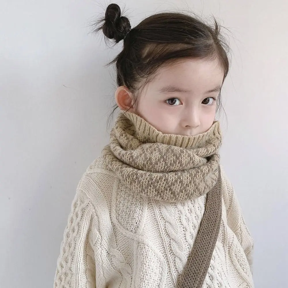 Baby Thermal Neck Warmer Windproof Coldproof Soft Boys Girls Knitted Scarf Bib Snood Cowl Tube Autumn Winter