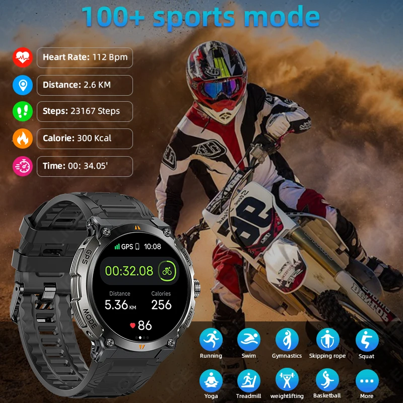 LIGE New Professional GPS Sports Smart Watch Outdoor RIDE Run Men Watches Compass Altimeter IP68 400mAh AMOLED BT Call Bracelets