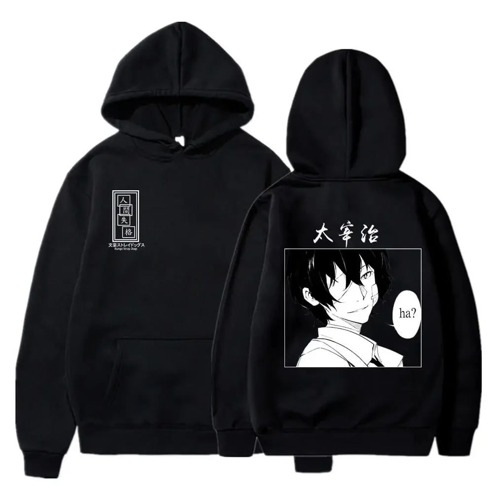 Bluza z kapturem Bungo Stray Dogs Anime Dazai Osamu Nadruk Graficzny Męska Damska Luźna Bluza Casual Harajuku Crewneck Streetwear