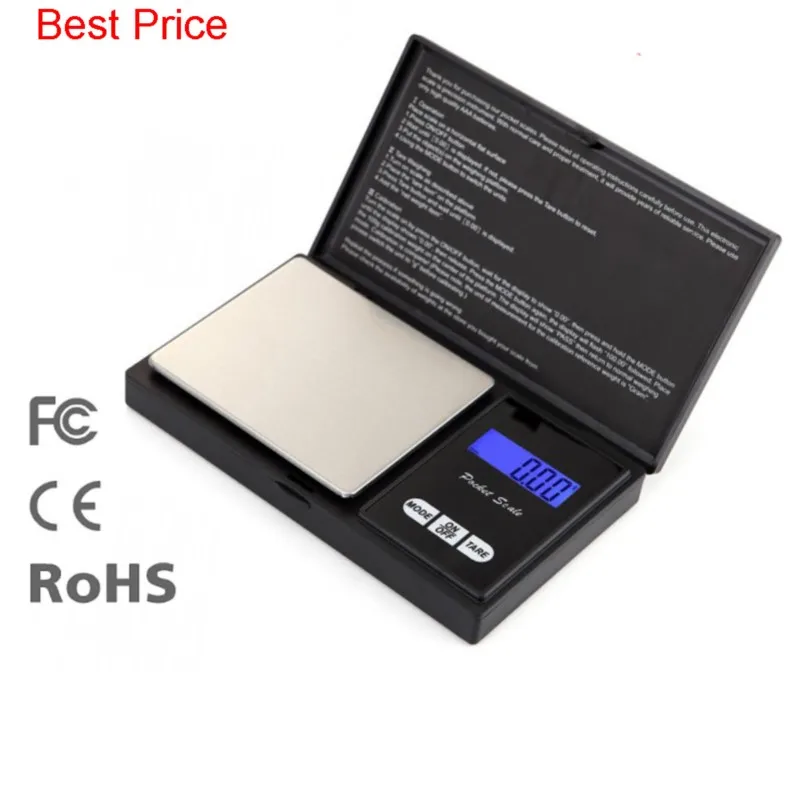 정밀 디지털 주방 저울, 골드 밸런스 무게 그램, LCD 포켓 전자 저울, 100g, 500g x 0.01g, 100 개/로트