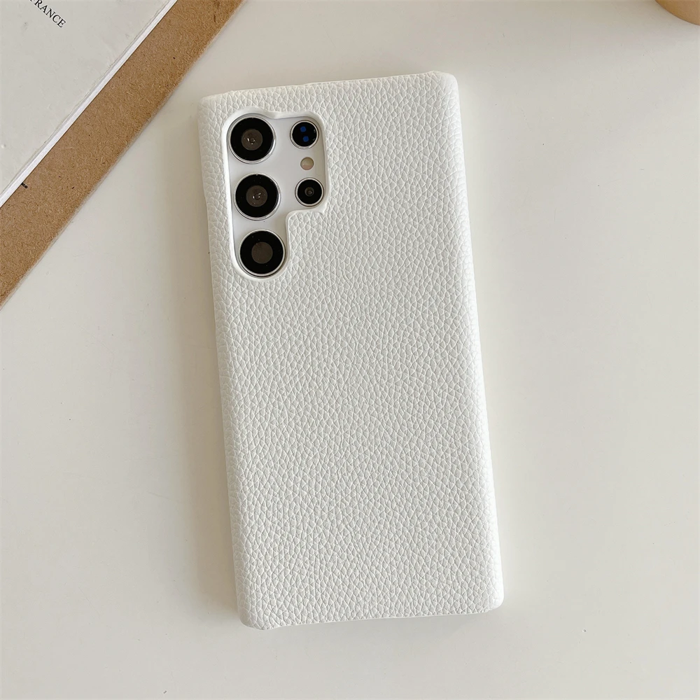 حافظة جلدية فاخرة غير لامعة من نسيج ليتشي لهاتف سا...