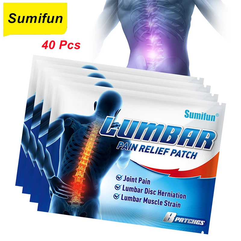 

40 Pcs 5 Bags Pain Relief Plaster Lumbar Pain Relief Patch Lumbar Spine Waist Back Medical Plaster Arthritis Joints Sticker Care
