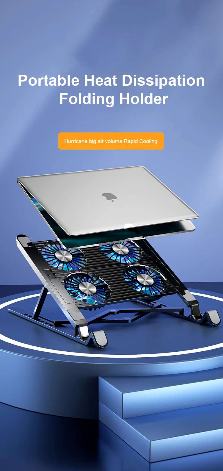 ICE COOREL Laptop Cooler Splicing Stable Foldable Notebook Riser Portable Tablet Stand 7 Gears Adjustable Laptop Cooling Pads