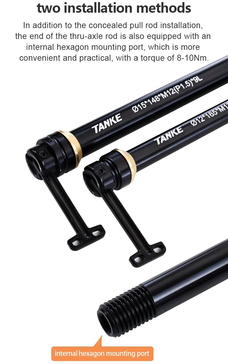 TANKE Fahrrad Versteckte Quick Release Barrel Welle Stange 12/15MM Ultraleicht Aluminium Legierung QR MTB Rennrad Steckachse Stange Zubehör – Detail 9