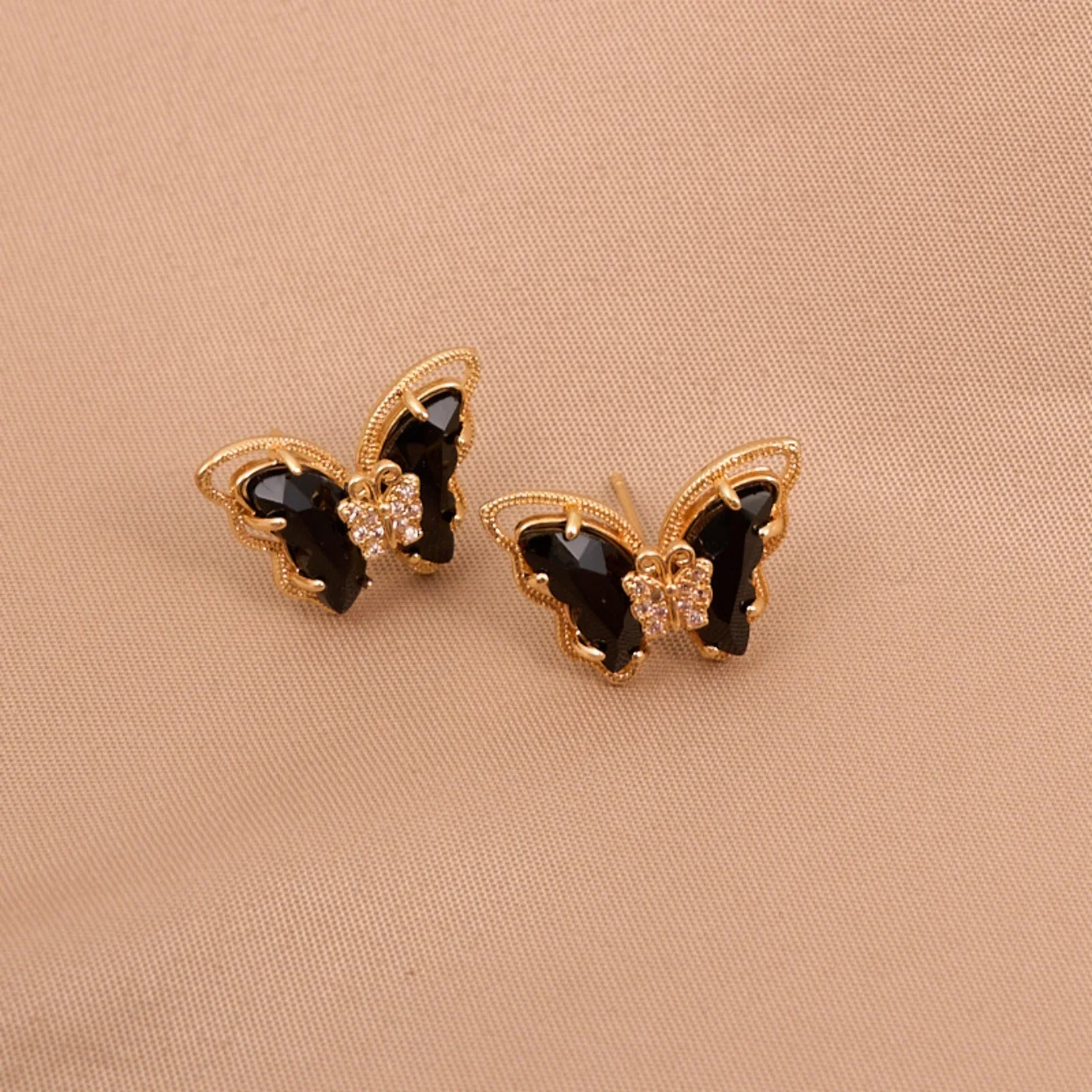 2 PCS Butterfly Jewelry Set Exquisite Green Butterfly Pendant Necklace Stud Earrings Black Yellow Purple Jewelry for ladies 6