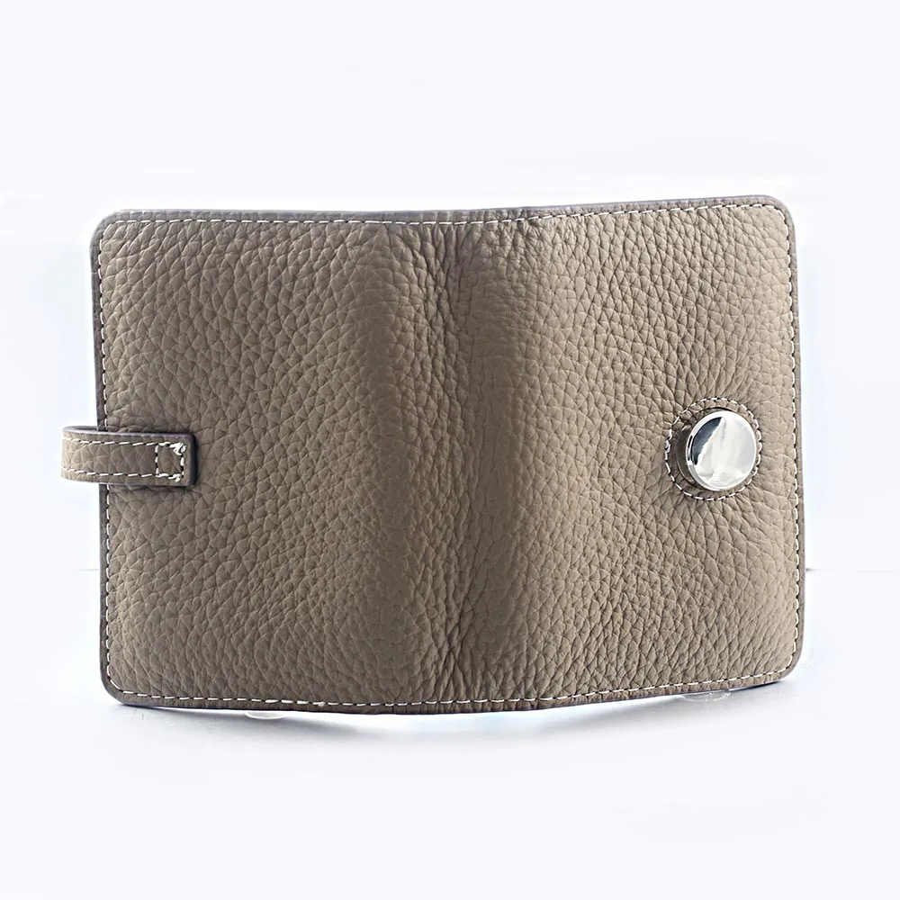 Round Buckle H Leather Large Capacity Card Holder Wallet