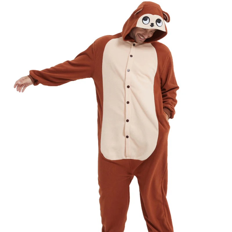 Monkey adult Unisex Animal Costume Role Play Game Costume Jumpsuit Halloween Christmas Party Cartoon Pajamas with Hood