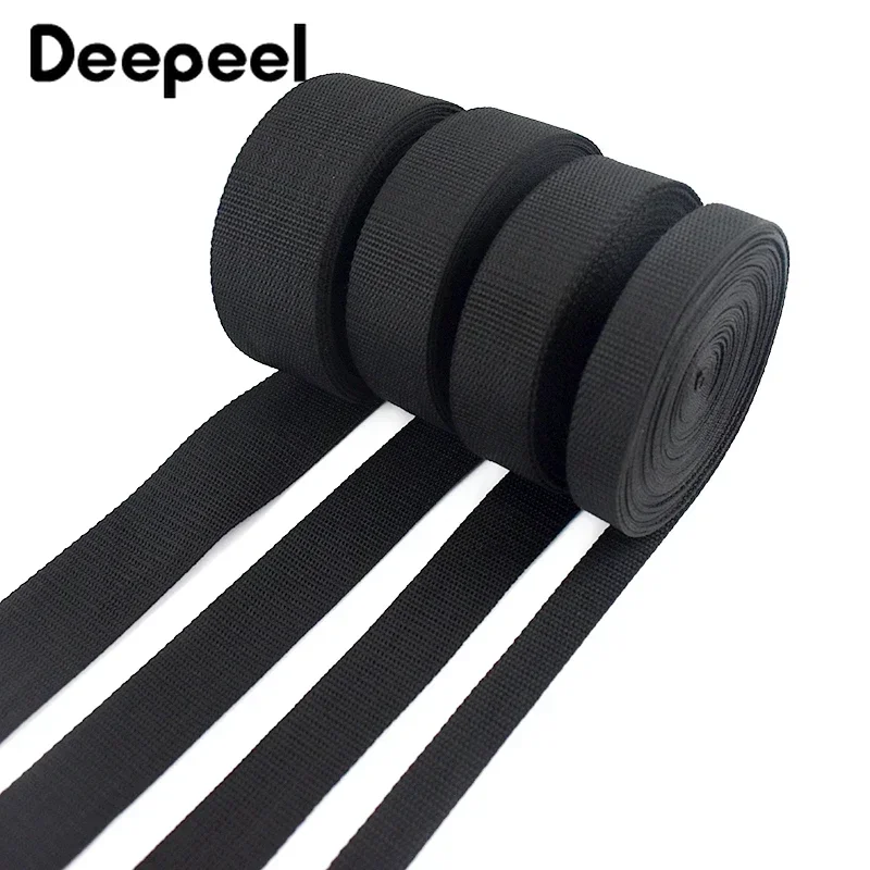 10 미터 블랙 웨빙 테이프 20-100mm 나일론 안전 스트랩 미터 가방 벨트 애완 동물 배낭 의류 매는 밧줄 재봉 액세서리