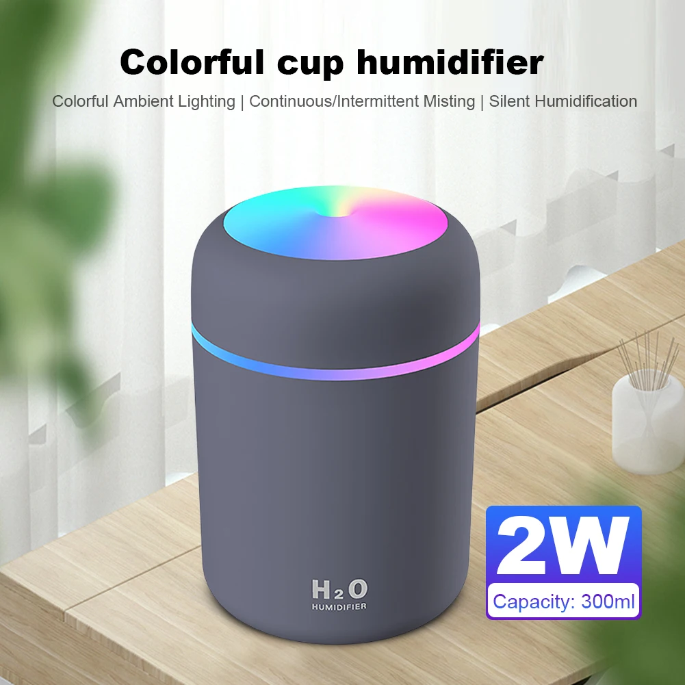 Mini Portable Air Humidifier USB Rechargeable with Colorful Light Car Mute Air Atomization Humidifier Oil Purifier Mist Maker ﻿