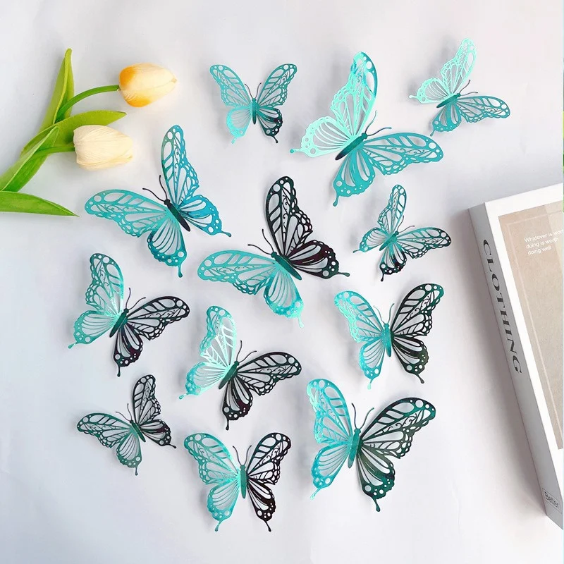 18 Adesivi Murali 3D Cristallo Farfalle, Decorazioni Parete Per Camera Da Letto E Soggiorno