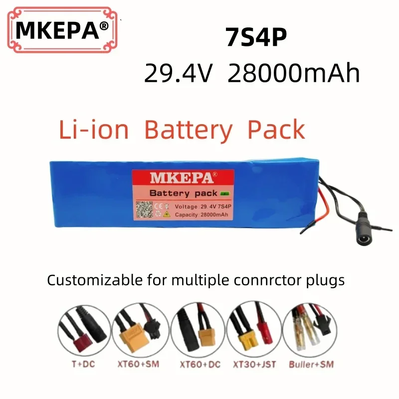

7s4p, 29.4v lithium-ion battery, 28000mAh, large capacity, 500W high-power, 18650, built-in BMS, customizable plug