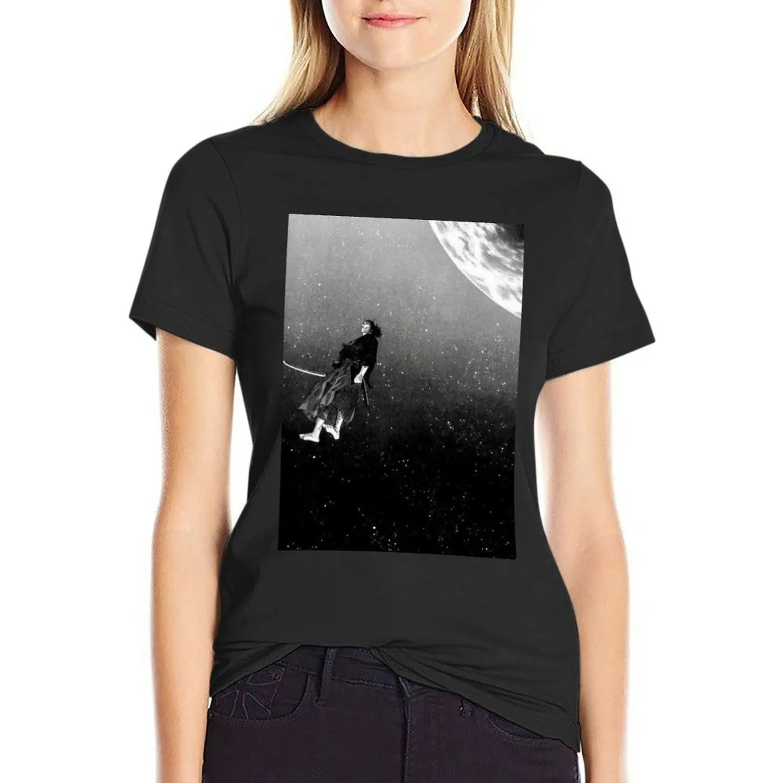 

Футболка Samurai в космосе, кавайная одежда, одежда в стиле хиппи, женская одежда, блузка, футболка, платье для женщин