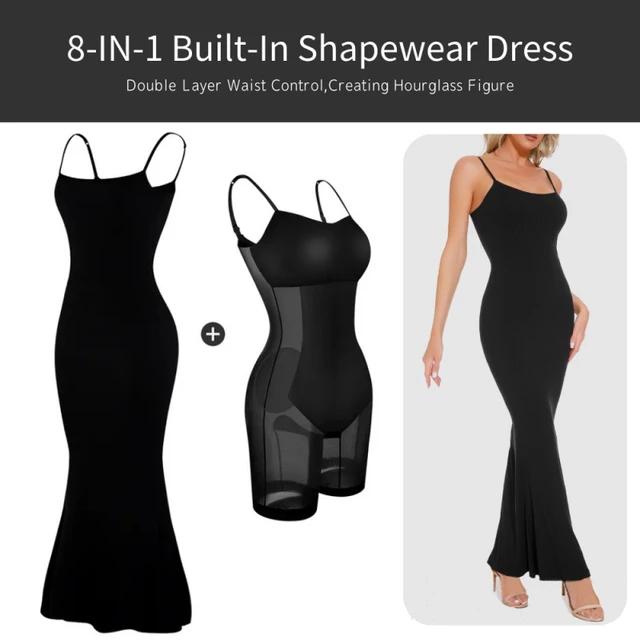 Vestido feminino de barriga apertando nádegas Lifting Shaper, vestidos  Bodycon Slip Maxi Lounge, bodysuit sem mangas, construído em Shapewear -  AliExpress