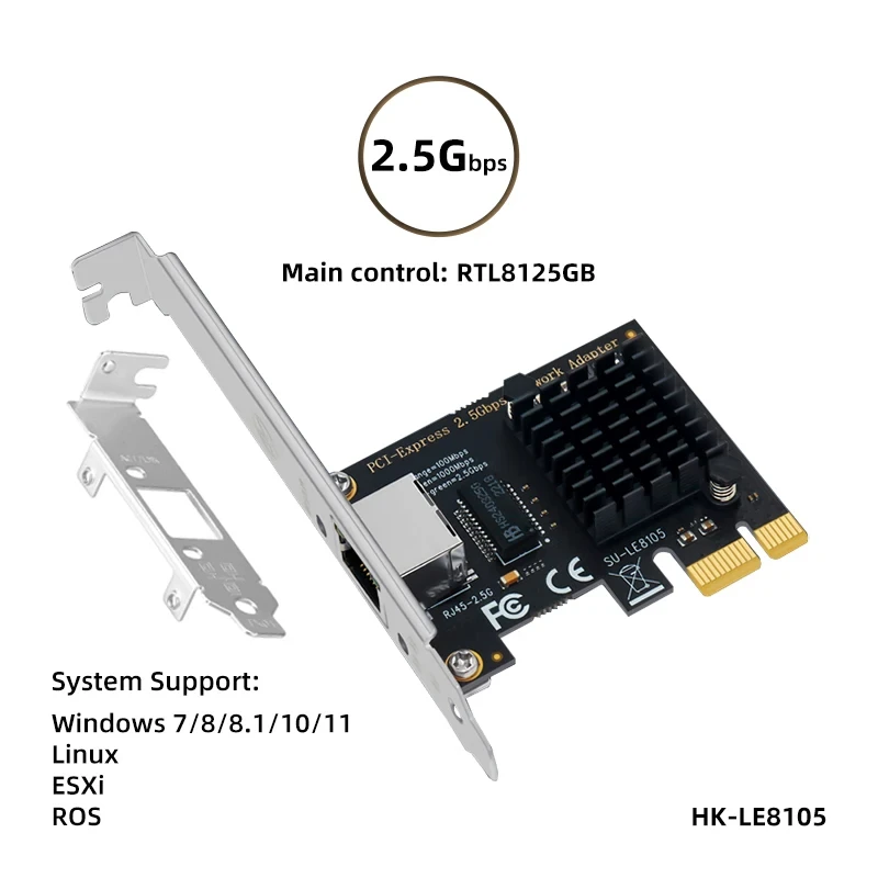 2500Mbps PCI-E To RJ45 I226 RTL8125B Network Card 2.5G Gigabit Ethernet 100/1000/2500Mbps Network Card For Desktop