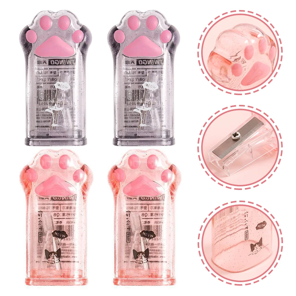 

4Pcs Cat Paw Pencil Sharpeners Manual Pencil Sharpeners Small Pencil Sharpeners
