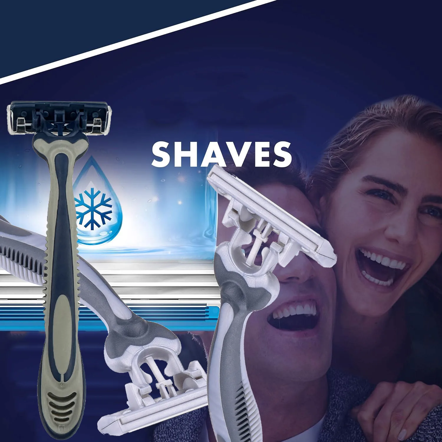 남성용 일회용 면도기, 윤활 스트립과 회전 헤드가 있는 3중 면도날, 패키지당 6개, 남성용 수염 면도기 트리머