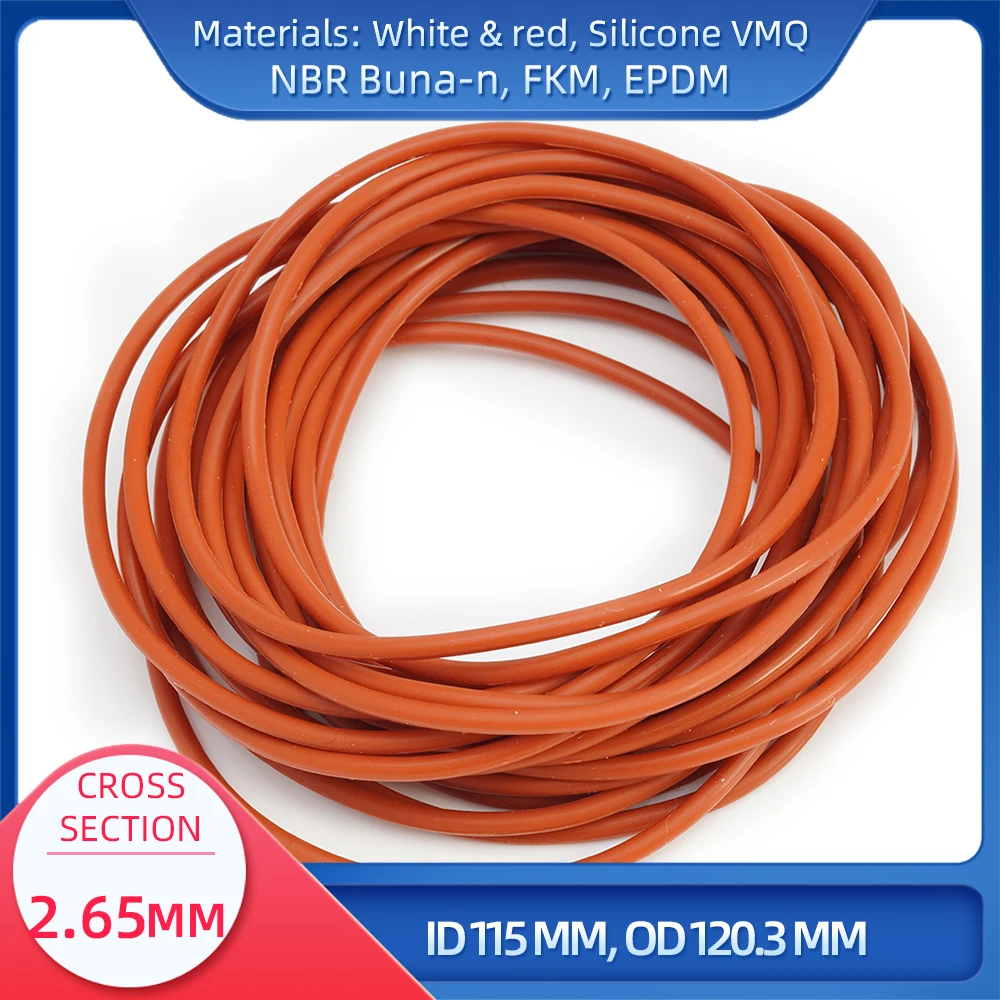 

O Ring CS 2.65 mm ID 115 mm OD 120.3 mm Material With Silicone VMQ NBR FKM EPDM ORing Seal Gaske