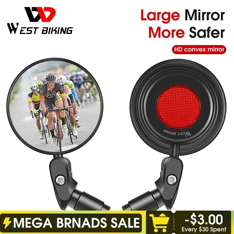 West Biking 360 Rotate Bicycle Rearview Mirror Safety Cycling Rear View