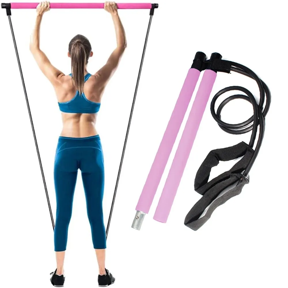 Purple Pilates Tension Band Fitness Exercise Body Shaping Pilates Tension Bar Multi Functional Rope