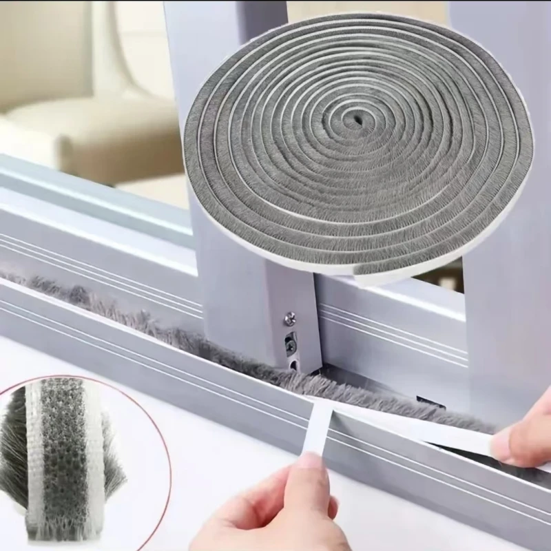 5/10/20 Brush Strip Self Adhesive Door Window Sealing Strip for Home Door Window Sound Insulation