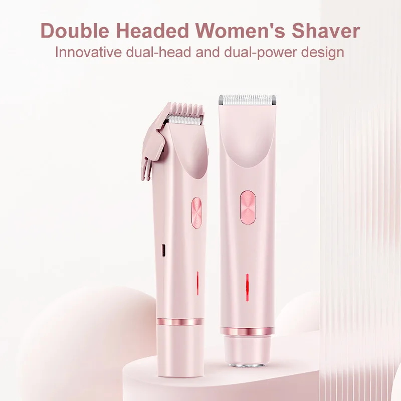 Electric Shaver 1PC Dual Head Hair Trimmer Women Rechargeable Wet Dry Painless Shaer Machine Hair Remoer For Body Private Areas