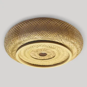 Wabi Sabi Hanging Lamp  Rattan Wicker LED Pendant Lamp Shade Restaurant Home Room Decorative Art Suspended Bamboo Chandelier 5