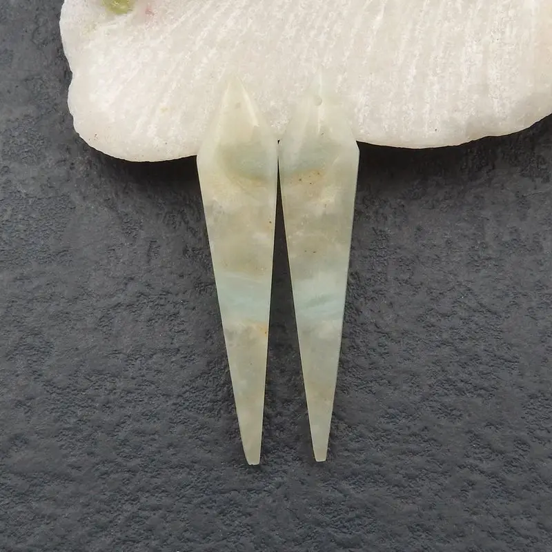 

Natural Stone Amazonite Fine Jewelry Beads Fashion Earrings For Women 47x10x4mm 5g
