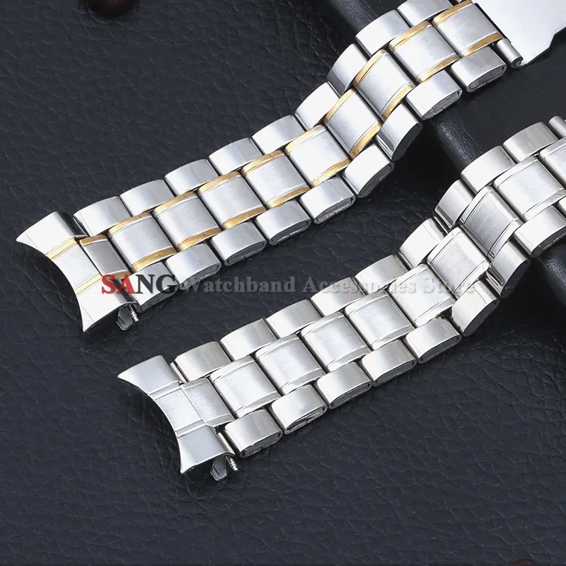 Sleek Stainless Steel Curved End Watchband Bracelet