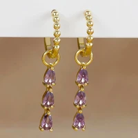 Boucles d'Oreilles Pendantes Géométriques Multicolores pour Femme, Acier Inoxydable, Charme Créatif, Boucle d'Oreille Dangle, Bijoux Piercing, Mode, 2Pcs 3