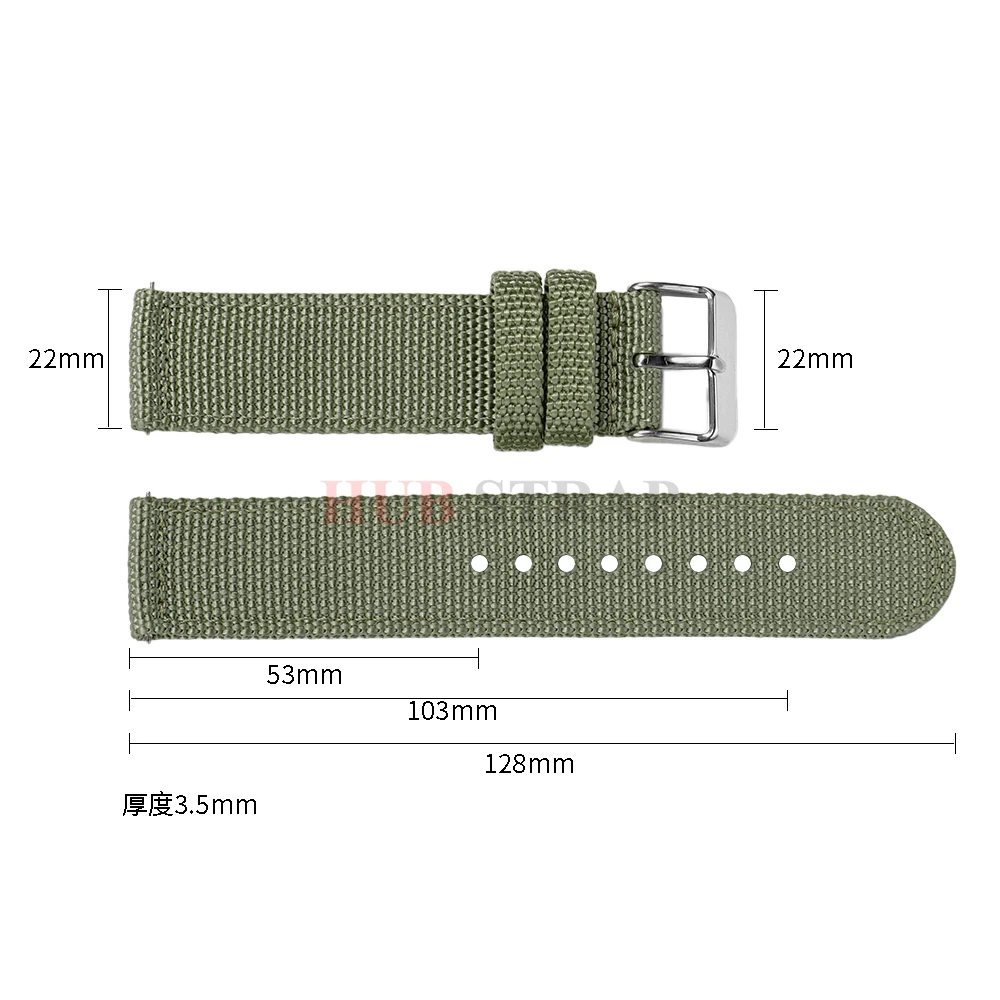 Nylon Canvas Woven Soft Watch Band - Sport & Military Style Wristband