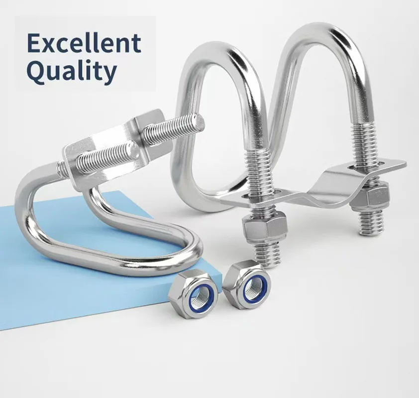 M8 M6 Galvanized Double U-shaped Screw Cross Bolt Steel Tube Fastener Clip Pipe Connector Scaffolding Fixing Clamp Cross tube rolling