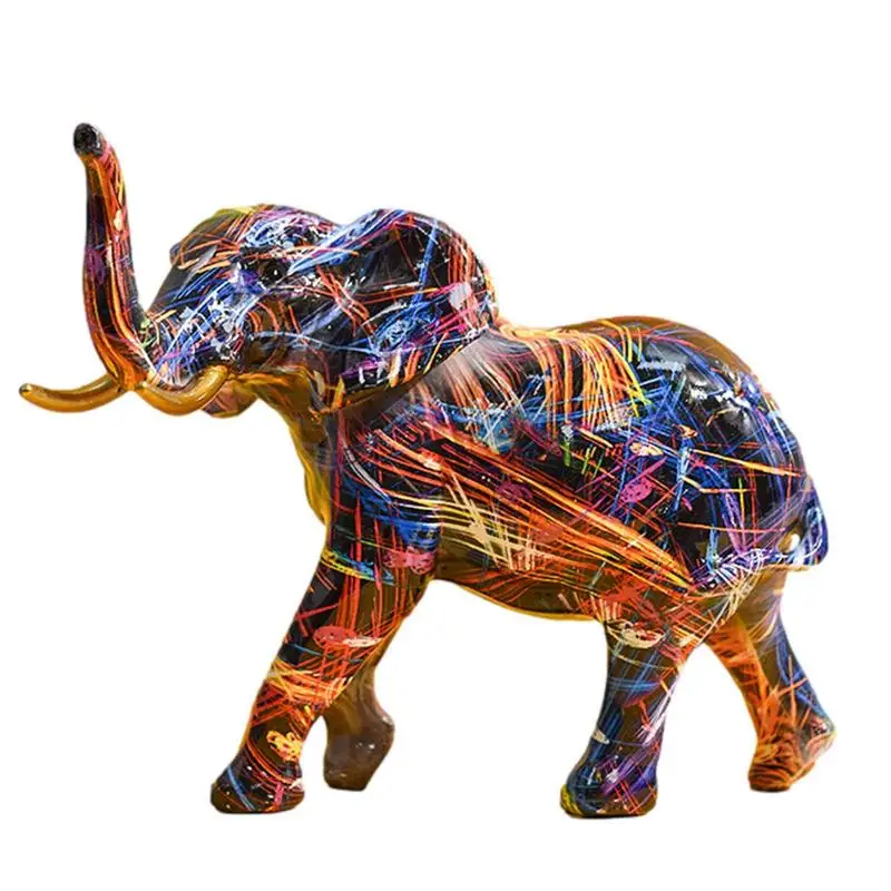 

Красочная статуя слона, креативная полимерная граффити, искусство, разноцветная фотостатуя, статуэтка, центральный стол, украшения