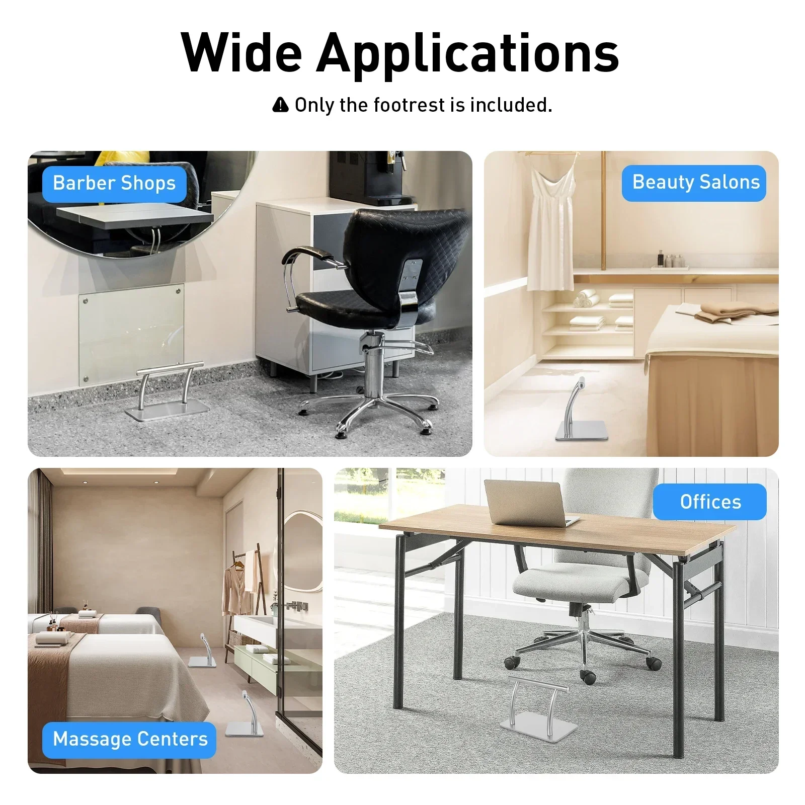 Stainless Steel Foot Rest for Under Desk at Work, Salon Footrest for Barber Chair,Under Desk Footrest for Home Office Barbershop