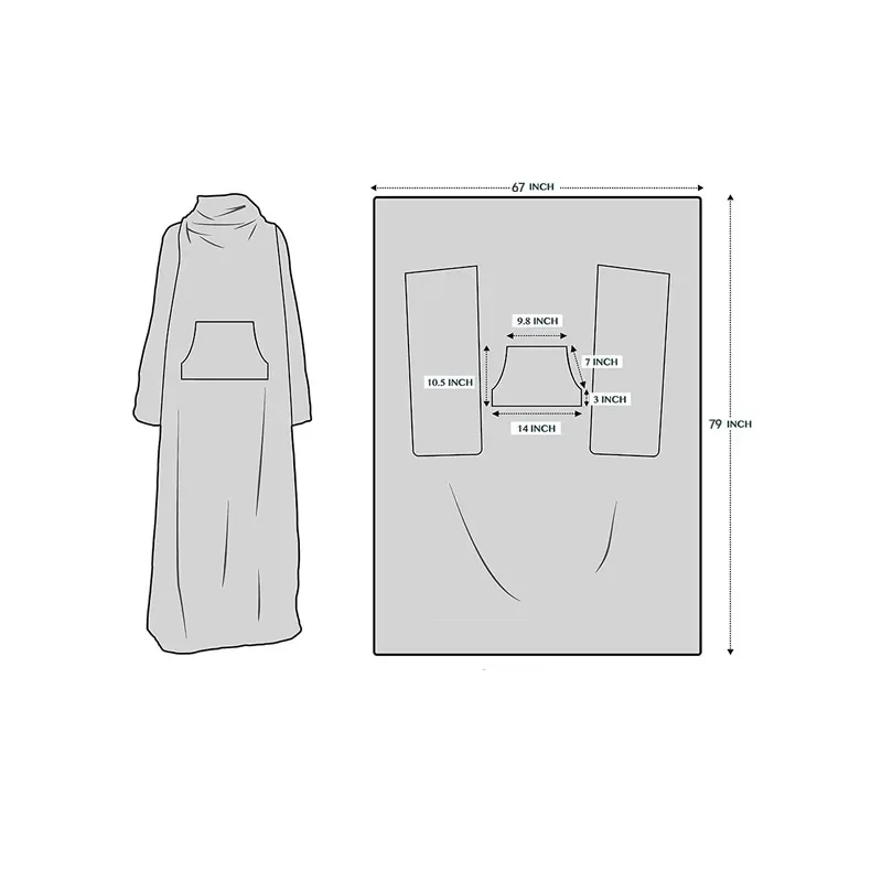 Autumn and Winter Plush Blanket Large Pocket Multifunctional Wearable Lazy Sleeve Blanket Antistatic Flannel